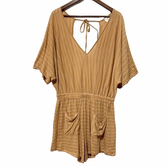 By Together Pants - By Together Romper Yellow White Striped Size Large
